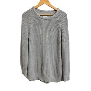 California Tailor women's grey knit crew‎ neck oversized long sleeve sweater M